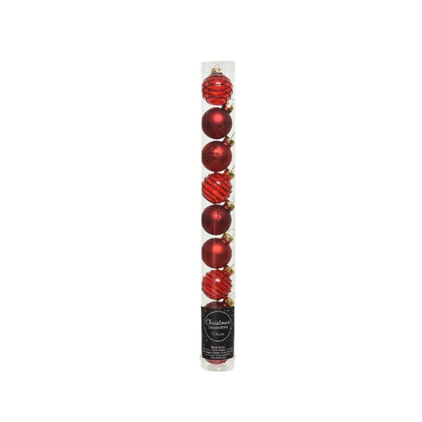 Decoris Shatterproof Baubles in Red (Pack of 9) image 0