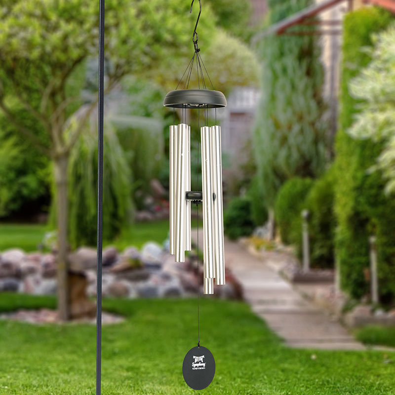 Symphony Silver Solar Light Wind Chime with Black Accents, Size 101cm image 0