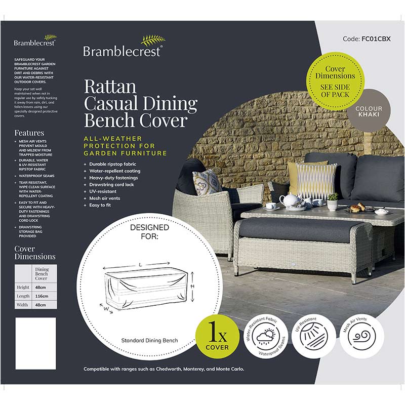 Bramblecrest Cover for Rattan Casual Dining Bench, Medium image 0