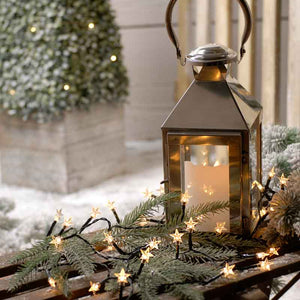 Festive 100 Warm White Star LED String Lights with Timer image 0
