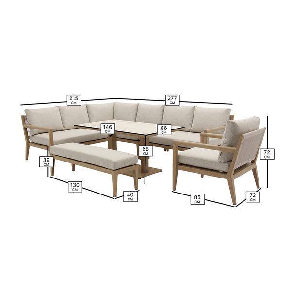 Bramblecrest Maine 8-Seat L-Shape Modular Sofa Set with Height Adjustable Table image 8