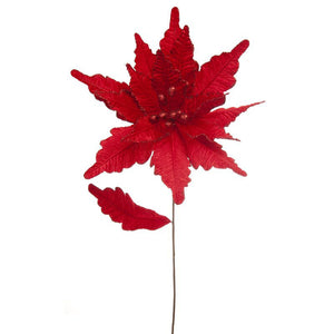 Festive Giant Red Velvet Poinsettia Stem (68cm) image 1