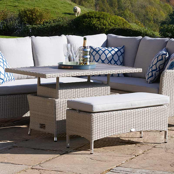 Bramblecrest Tetbury L-Shaped Garden Sofa Set in Nutmeg Weave with Dual Height Table, Dining Bench &amp; Sofa Chair image 2
