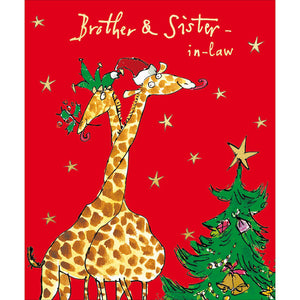 Woodmansterne Two Giraffes Brother & Sister-In-Law Christmas Card image 0
