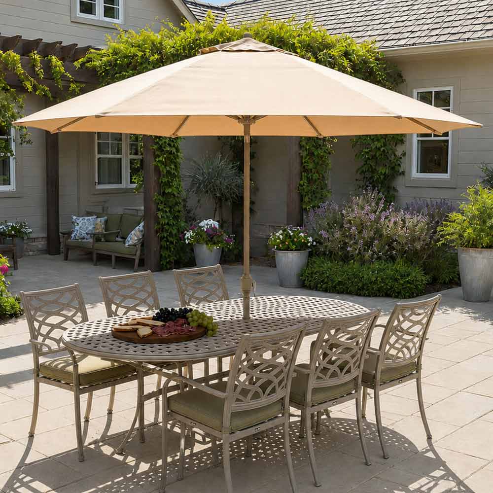 Hartman Buxton 6 Seat Garden Dining Set in Maize with Parasol image 0