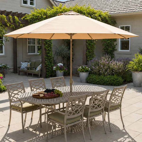 Hartman Buxton 6 Seat Garden Dining Set in Maize with Parasol image 0