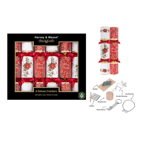 Harvey &amp; Mason 6 Deluxe Poinsettia Crackers image 0
