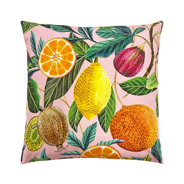 Evans Lichfield Blush Pink Citrus Outdoor Square Cushion, 43 x 43cm image 2