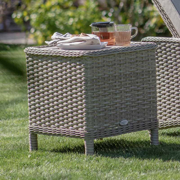 Bramblecrest Somerford Sandstone Rattan Sun Lounger with Side Table image 2