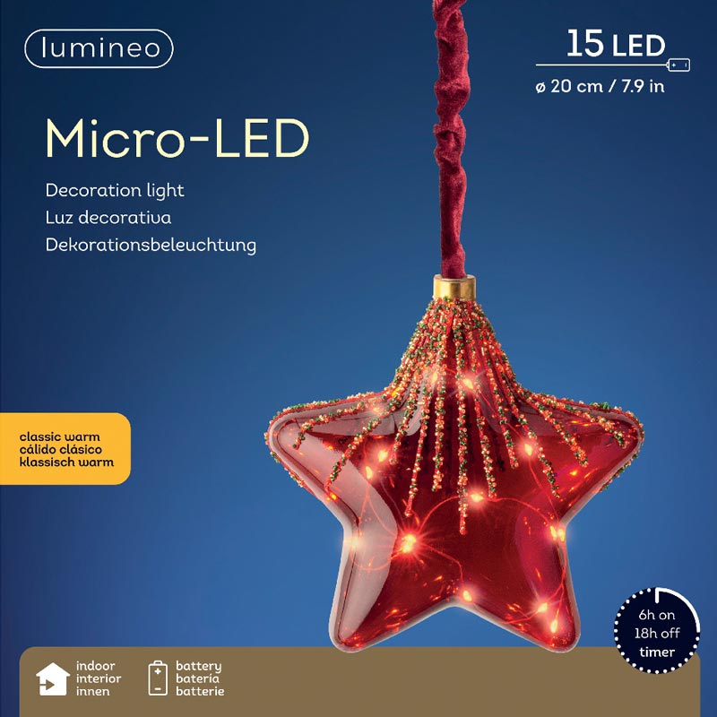 Lumineo Micro LED Hanging Red Star image 0