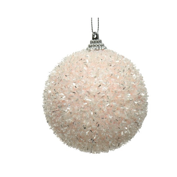 Decoris Foam Bauble with Tinsel in Blush Pink image 0