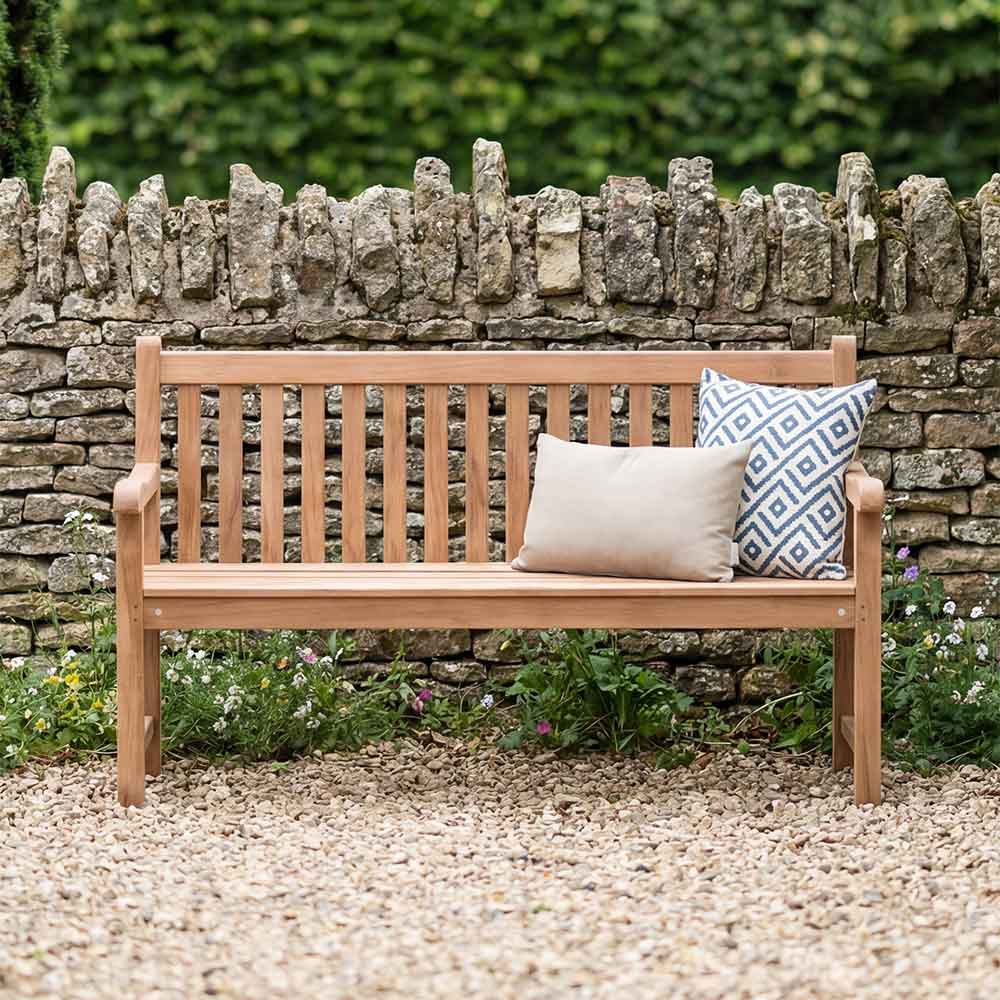Bramblecrest Straight-Back Teak Garden Bench - Seats 2-3 image 0