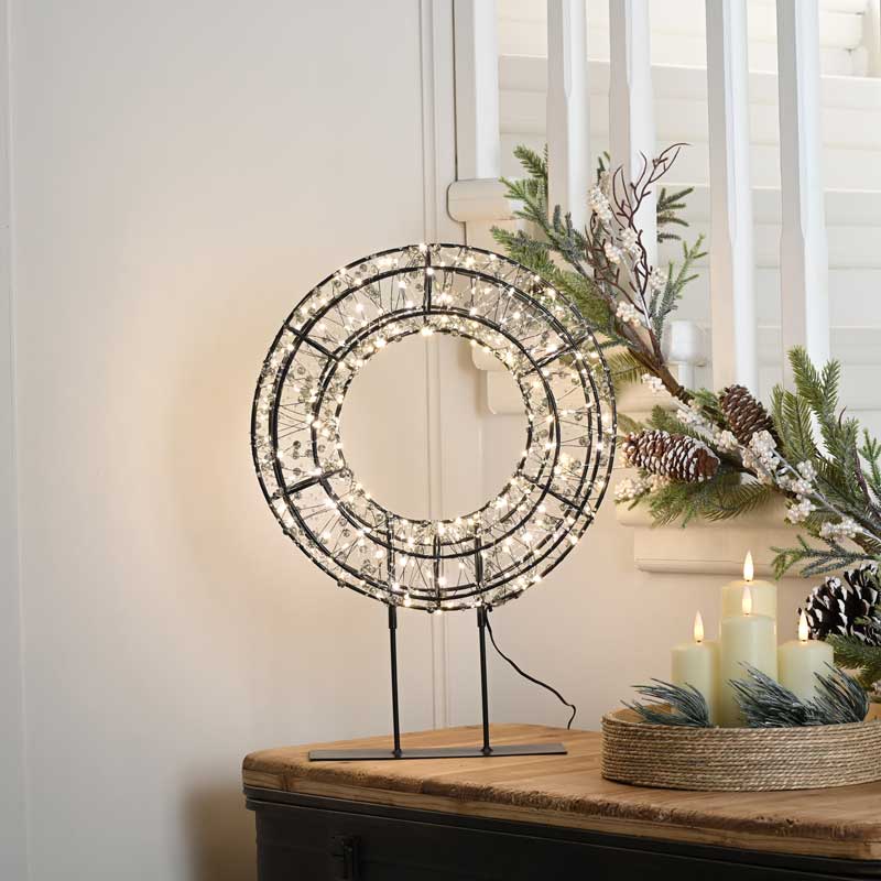 Festive Lit Black Shimmer Circle on Base image 0