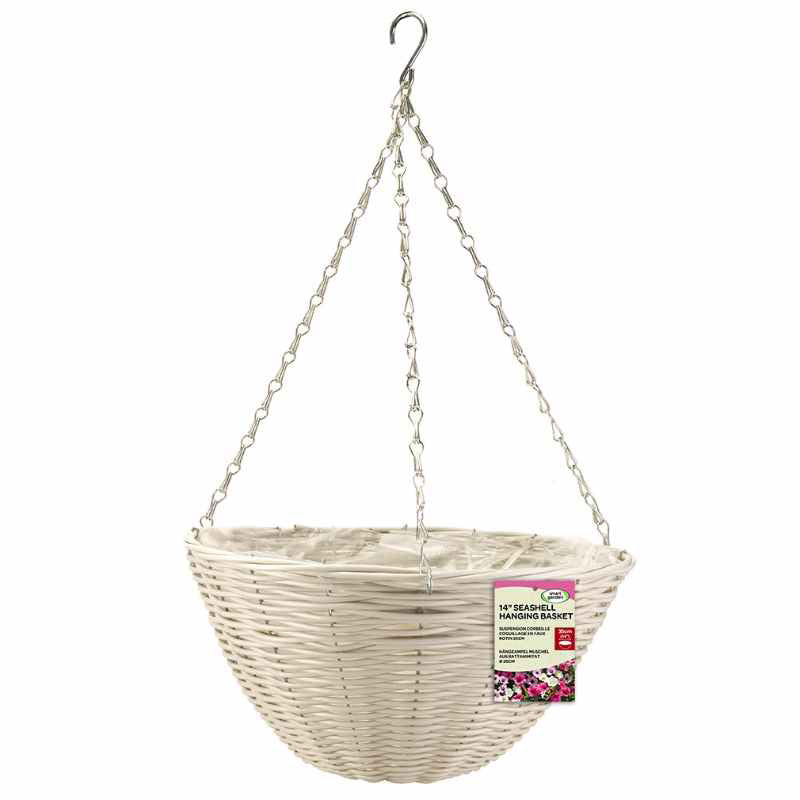 Smart Garden Seashell Faux Rattan Hanging Basket (14-inch) image 0