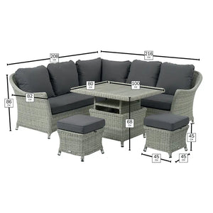 Bramblecrest Monterey Mini Corner Sofa Set in Dove Grey Rattan with Dual Height Table image 6