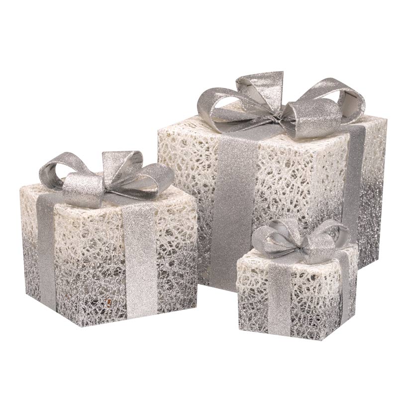 Three Kings Silver Sparkly Faux Gift Boxes (Set of 3) image 0