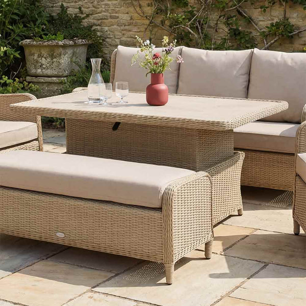 Bramblecrest Chedworth Sandstone Reclining 7-Seat Lounge Set with Height Adjustable Table image 2