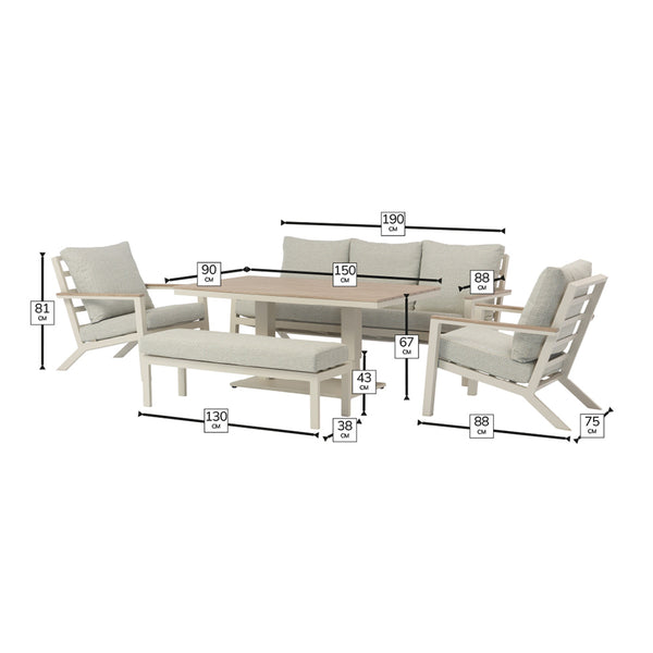 Bramblecrest Zurich 7-Seat Lounge Set in Mocha with Height-Adjustable Table image 8