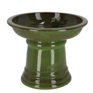 Fallen Fruits Small Ceramic Bird Bath on Pedestal Green image 0