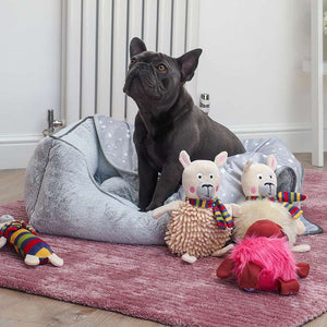 Zoon Square Faux Fur Silver Dog Bed image 1
