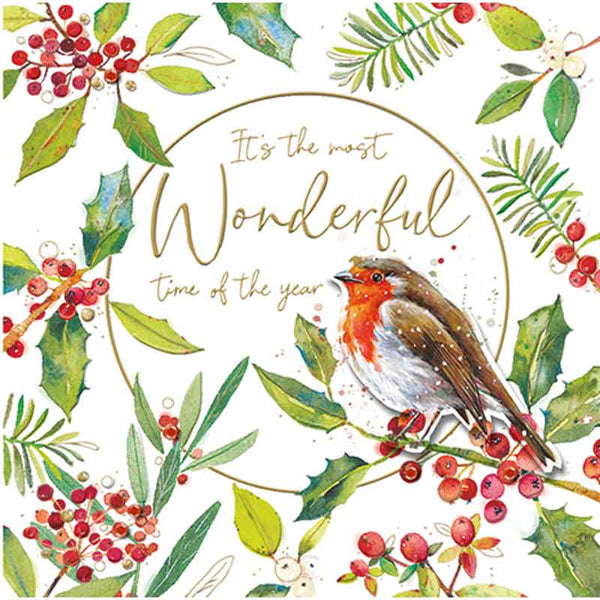 Ling Design Luxury Christmas Cards - Little Red Robin (Pack of 5) image 0