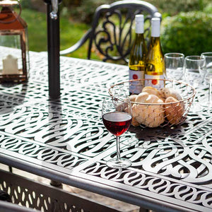 Hartman Amalfi 8 Seat Garden Dining Set in Bronze with Rectangular Table, 3m Parasol &amp; 15kg Base image 2
