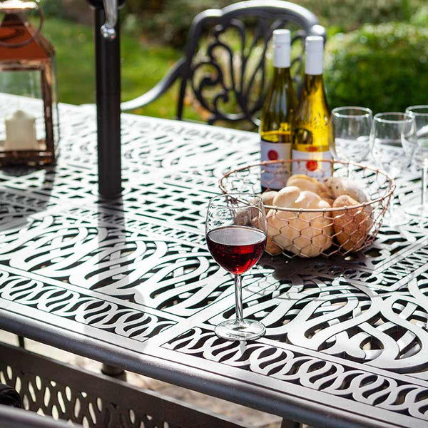 Hartman Amalfi 8 Seat Garden Dining Set in Bronze with Rectangular Table, 3m Parasol &amp; 15kg Base image 2