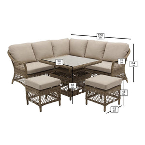 Bramblecrest RHS Rosemoor 6-Seater Mini Corner Sofa Set with Dual-Height Table image 9