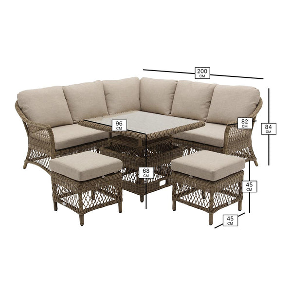 Bramblecrest RHS Rosemoor 6-Seater Mini Corner Sofa Set with Dual-Height Table image 9