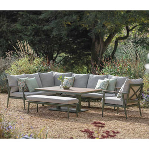 Bramblecrest RHS Wisley L-Shaped Corner Sofa Set in Sage with Rectangular Height Adjustable Table, Long Right image 1