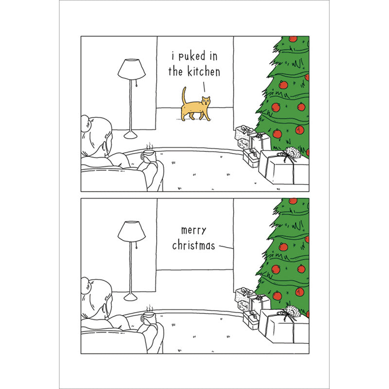 Woodmansterne Cat Walking Past Christmas Card image 0