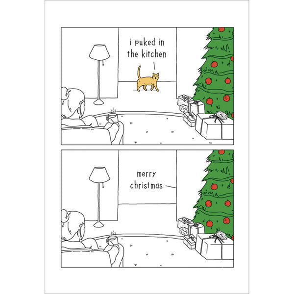 Woodmansterne Cat Walking Past Christmas Card image 0