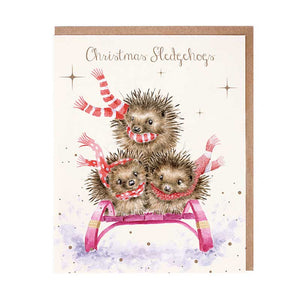Wrendale Designs Notecard Pack - Sledgehogs (Pack of 8) image 1