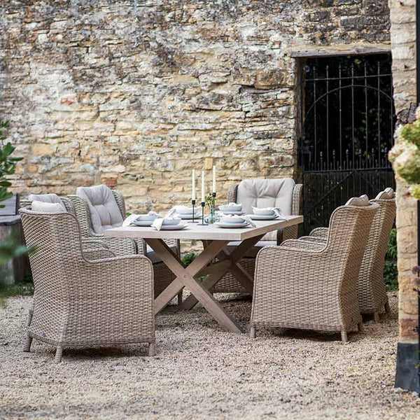 Bramblecrest Somerford 6 Seat Rectangular Garden Dining Set in Sandstone image 0