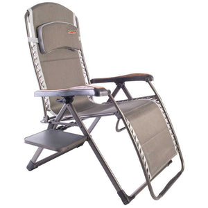 Quest Elite Naples Pro Relax XL Outdoor Chair in Grey with Side Table &amp; Headrest image 1