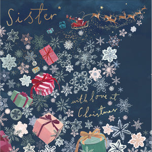 Woodmansterne Santa & Snowflakes Sister Christmas Card image 0