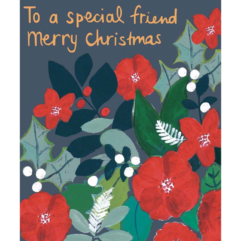 Paper Salad To A Special Friend Merry Christmas Flowers Christmas Card image 0