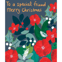Paper Salad To A Special Friend Merry Christmas Flowers Christmas Card image 0