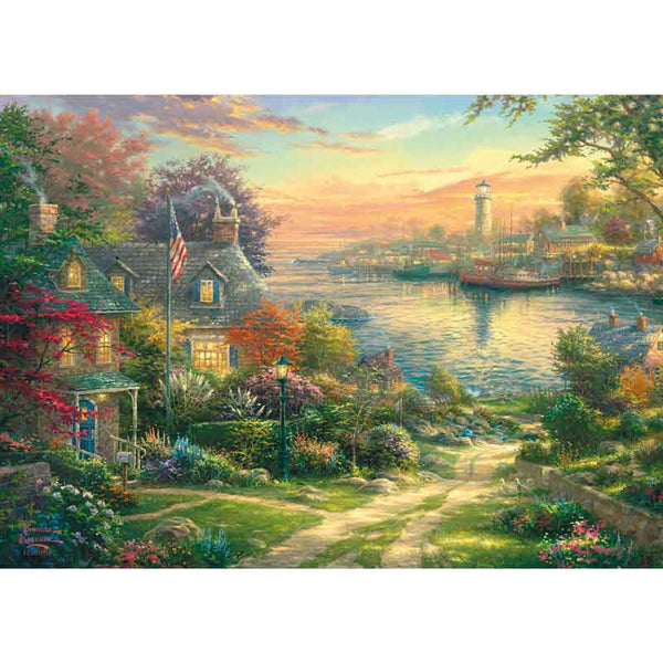 Gibsons Thomas Kinkade New England Harbour 1000 Piece Jigsaw Puzzle image 0