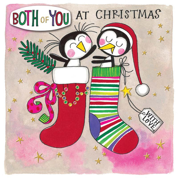 Rachel Ellen Both of You with Penguins In Stockings Christmas Card image 0