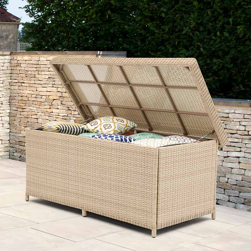 Bramblecrest Somerford Cushion Storage Box in Sandstone Rattan with Liner - Large image 0