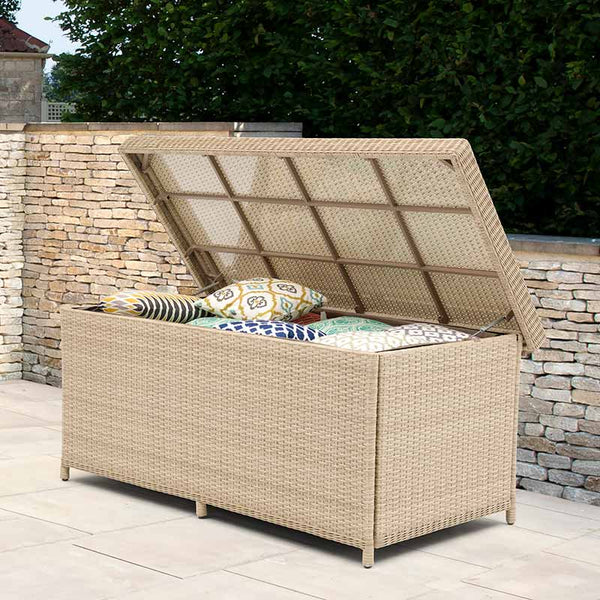 Bramblecrest Somerford Cushion Storage Box in Sandstone Rattan with Liner - Large image 0