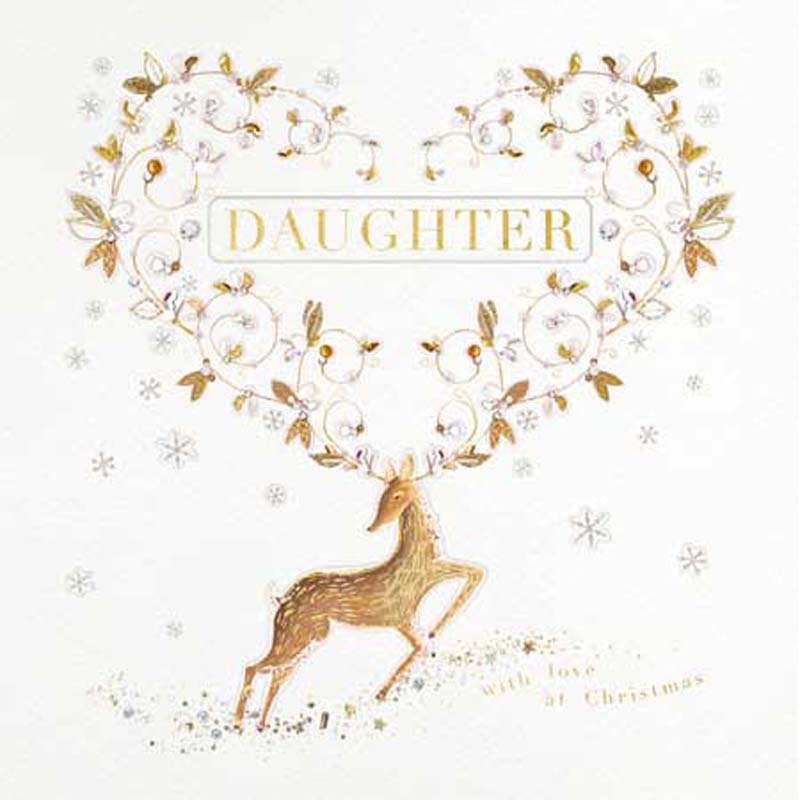 Woodmansterne Embroidered Deer Amongst Foliage Christmas Card image 0