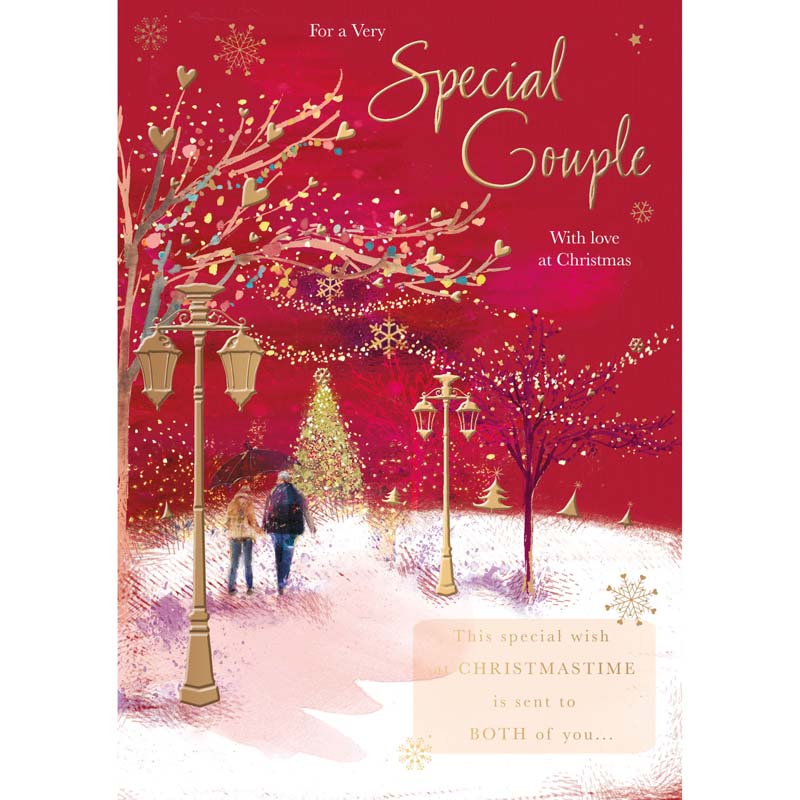 Words N Wishes Couple Scene Red Christmas Card image 0