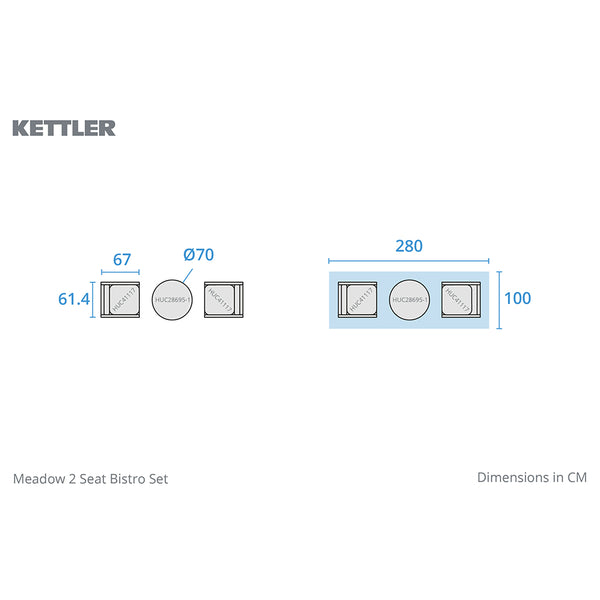 Kettler Meadow 2-Seat Wood & Rope Bistro Set image 7