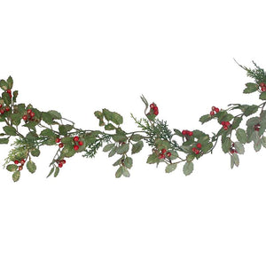 Gisela Graham Glittered Holly & Fir Garland image 0