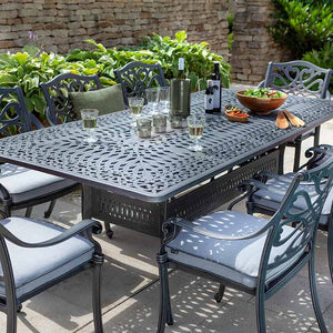 Hartman Capri 8 Seat Patio Dining Set in Antique Grey with Rectangular Table, Parasol & Base image 3