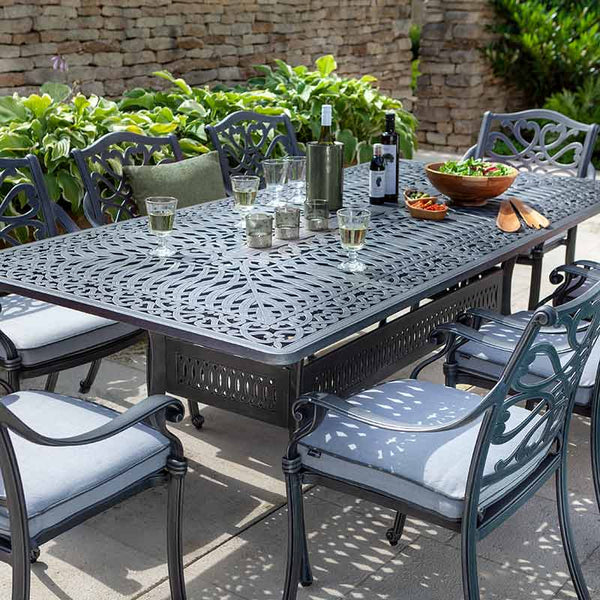 Hartman Capri 8 Seat Patio Dining Set in Antique Grey with Rectangular Table, Parasol & Base image 3