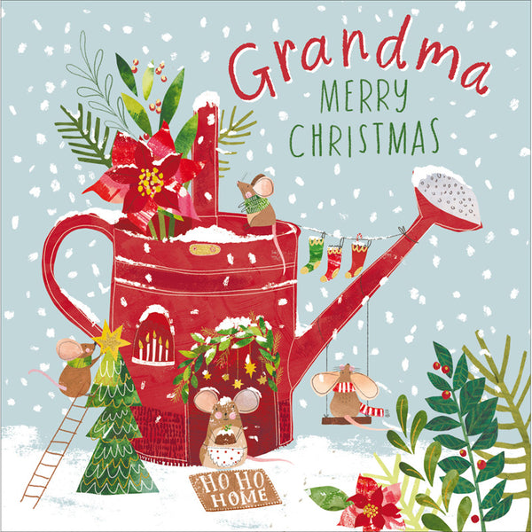 Woodmansterne Three Mice Gathered Grandma Christmas Card image 0