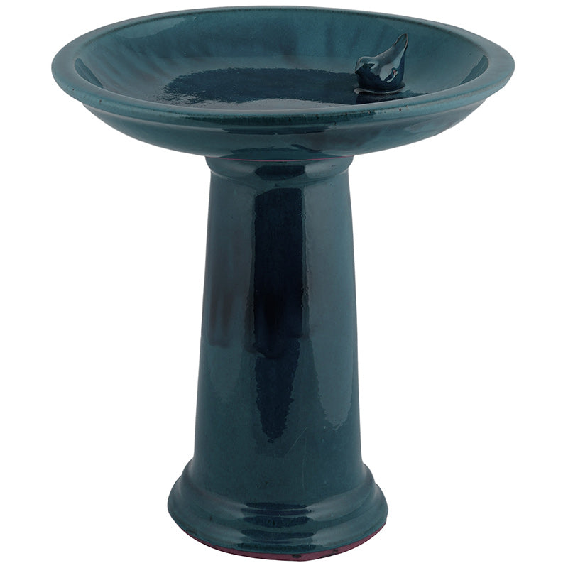 Fallen Fruits Ceramic Bird Bath on Pedestal Blue image 0